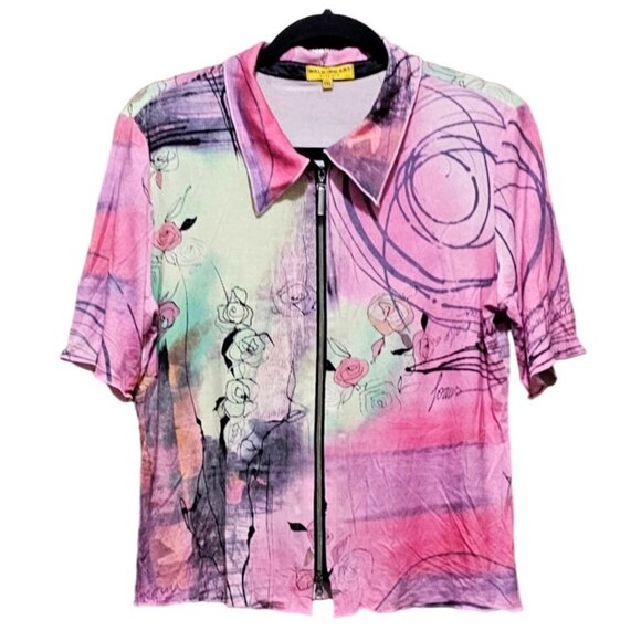 Walking Art Australia XXL Abstract Floral Zip-Up Shirt XXL - Picture 1 of 11